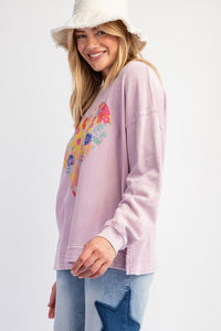 Floral Heart Long Sleeve Sweater
