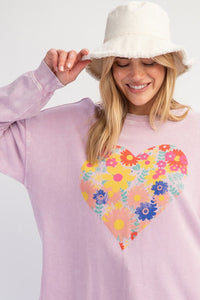 Floral Heart Long Sleeve Sweater