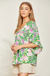 Sweet Pea Floral Poncho blouse S - 3XL