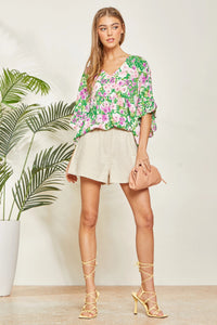 Sweet Pea Floral Poncho blouse S - 3XL