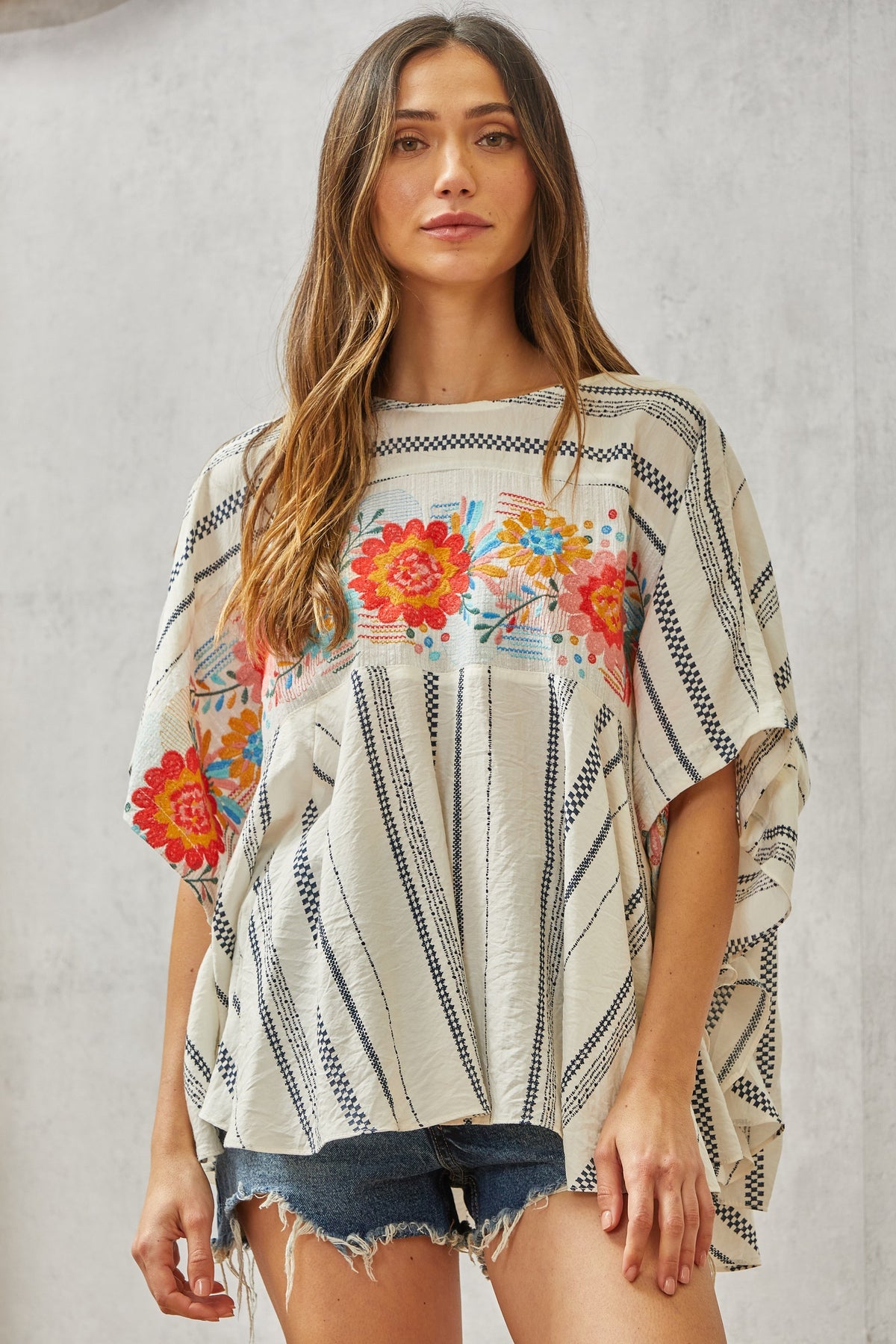 Coastal Daze emroidered poncho blouse S-2x/3x * on sale