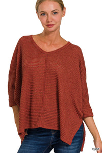 Dolly 3/4 Sleeve Loose Knit Blouse Sm - 3XL in Rust * on sale