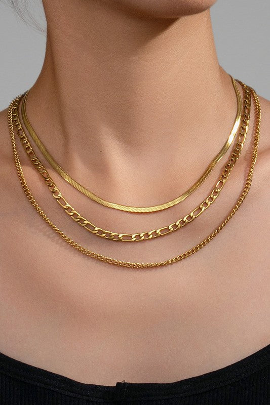 18k Gold 3 strands layered necklace