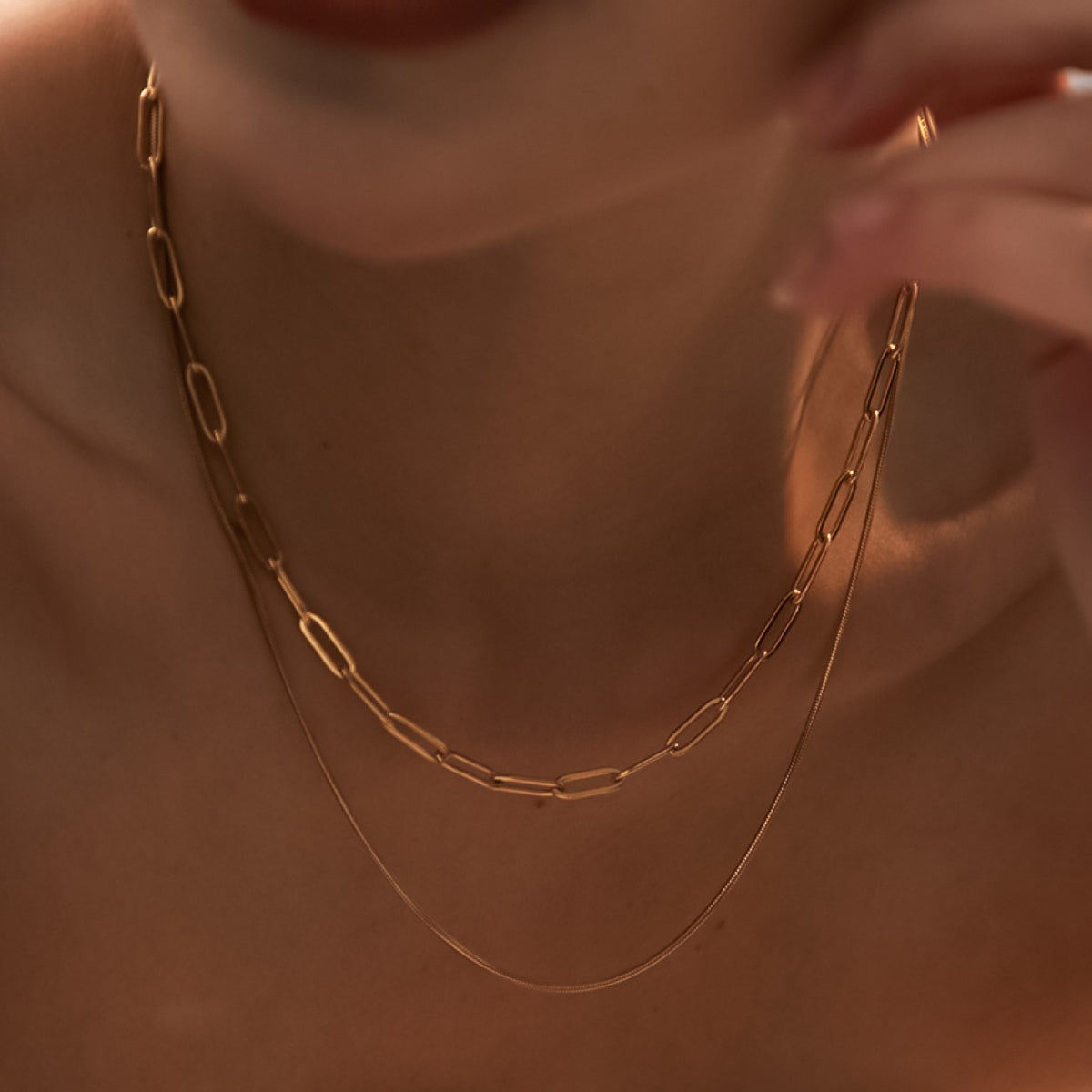 18k Gold Link Layered necklace