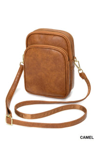 Retro vegan leather crossbody purse with strap