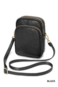 Retro vegan leather crossbody purse with strap