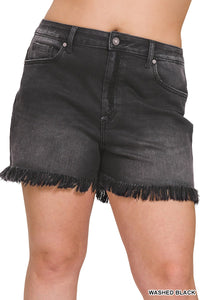 Lake Black Frayed Jean Shorts S-3XL