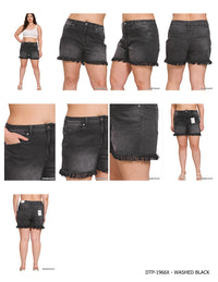 Lake Black Frayed Jean Shorts S-3XL