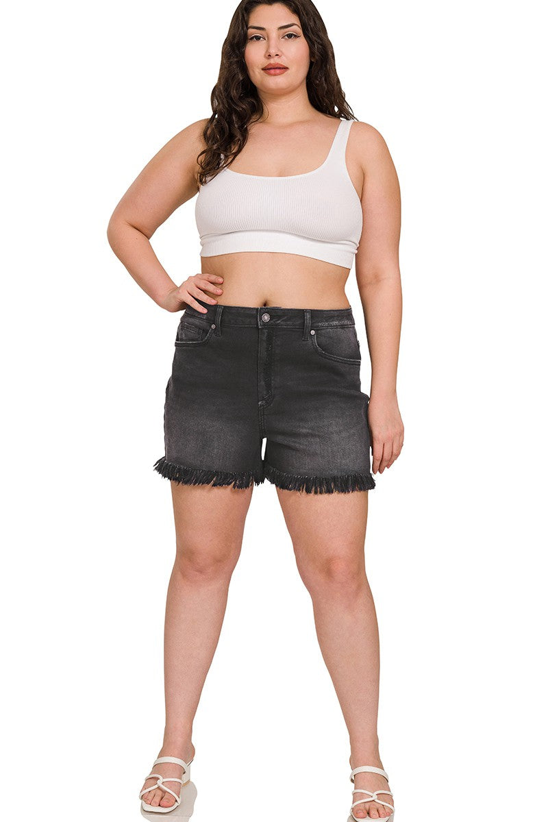 Lake Black Frayed Jean Shorts S-3XL