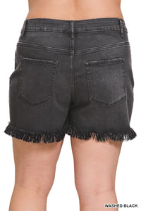 Lake Black Frayed Jean Shorts S-3XL