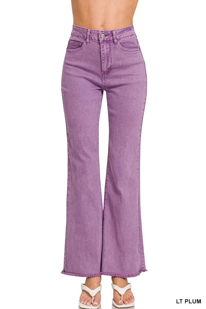 Tyler Acid Wash Fray Jeans in lavender