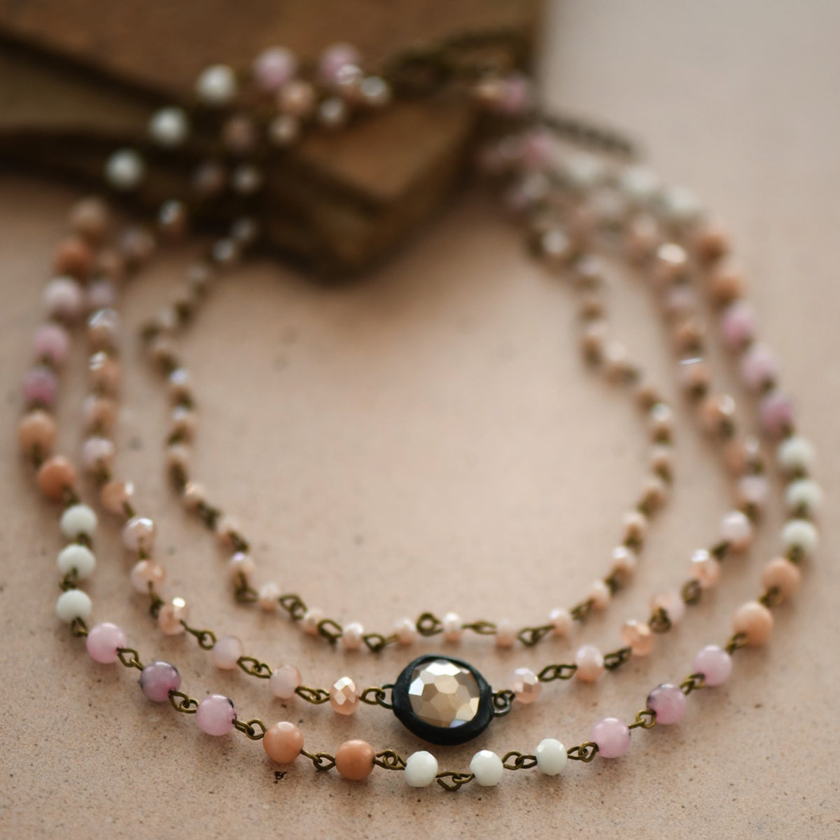 Boho layered bead necklace in mixed colors