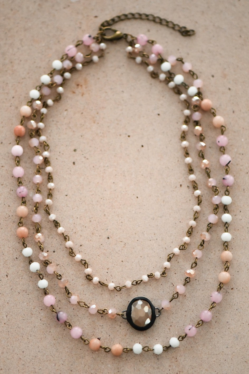 Boho layered bead necklace in mixed colors