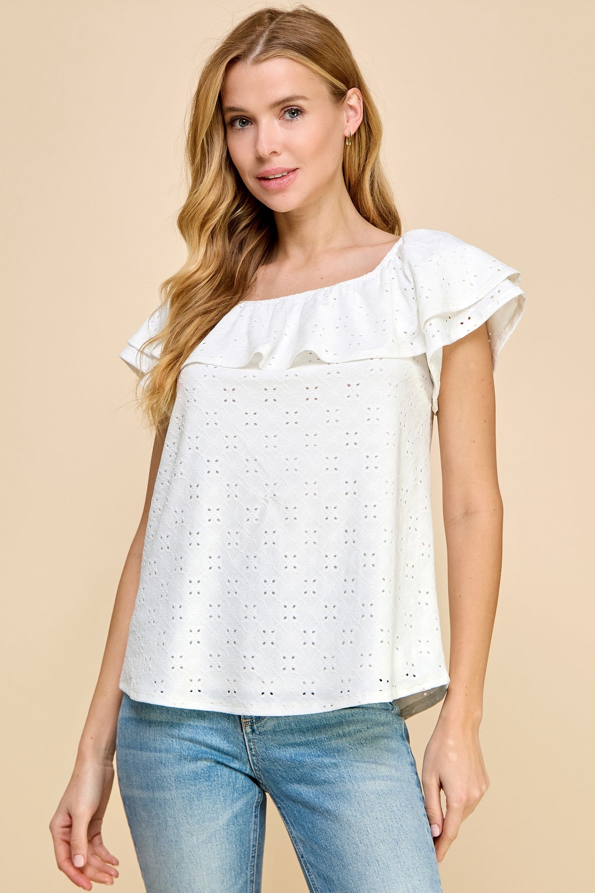 Ivory boho off shoulder blouse