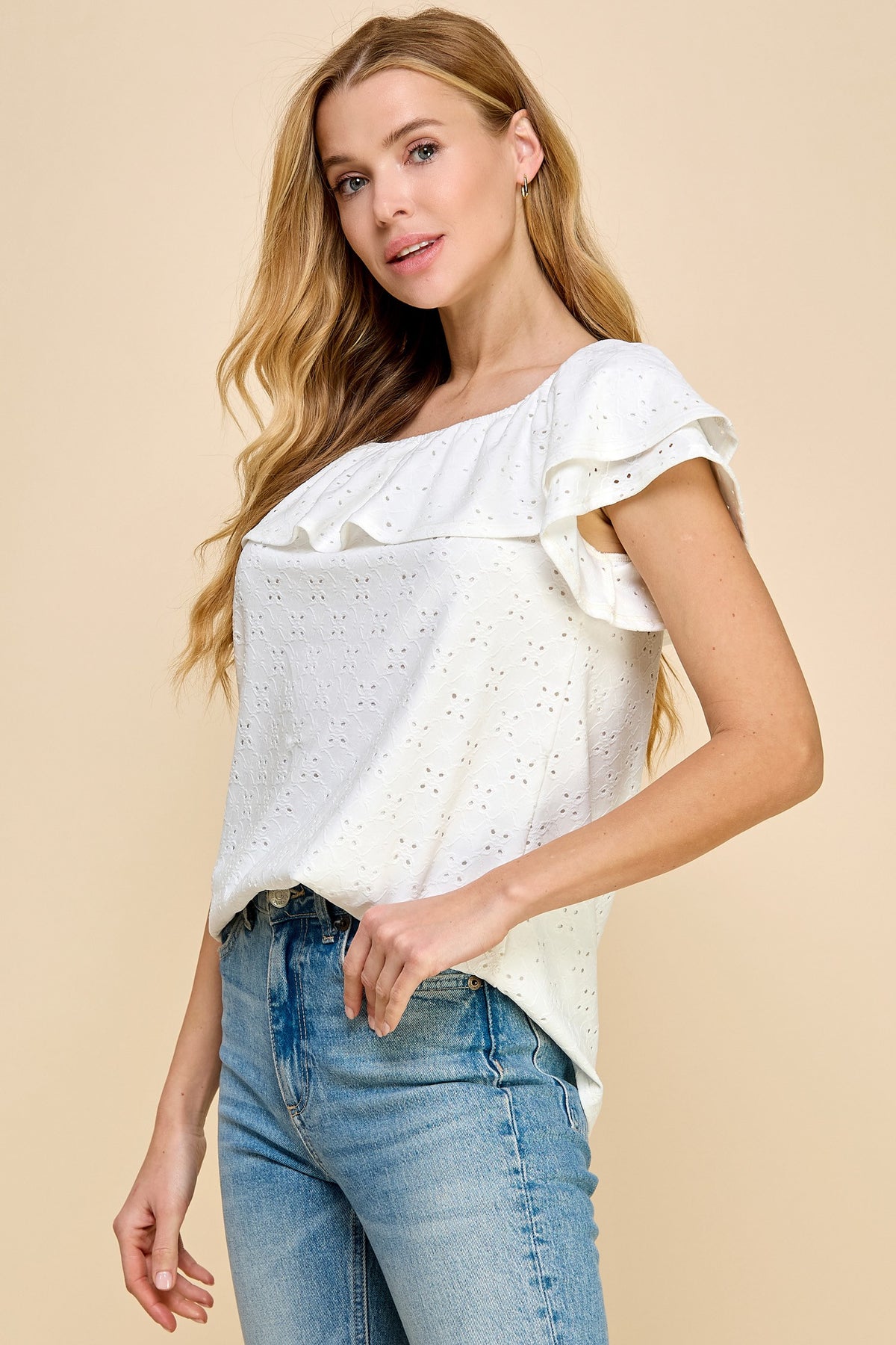 Ivory boho off shoulder blouse