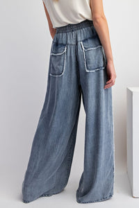 Soft Vintage Washed Chambray Palazzo Pants by Easel