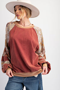 Cheery Wood Raglan Vintage Washed Long Sleeve 1x -3x * on sale