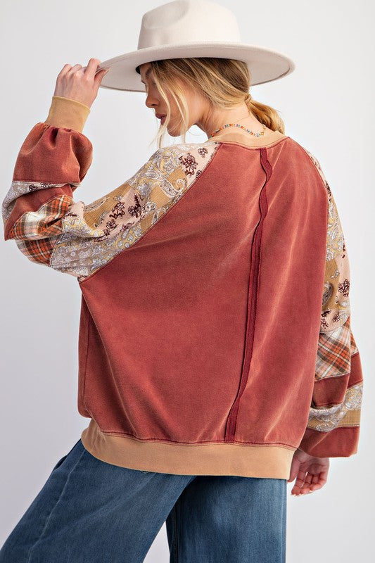 Cheery Wood Raglan Vintage Washed Long Sleeve 1x -3x * on sale