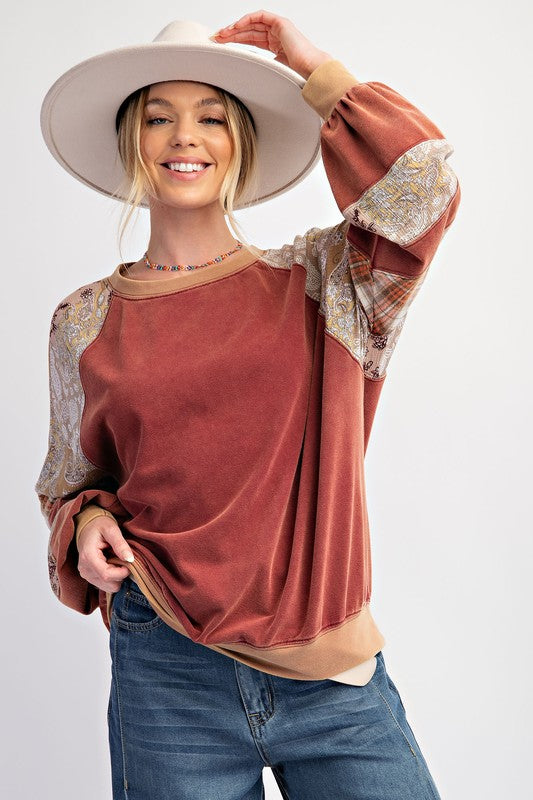 Cheery Wood Raglan Vintage Washed Long Sleeve 1x -3x * on sale