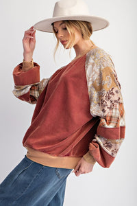 Cheery Wood Raglan Vintage Washed Long Sleeve 1x -3x * on sale