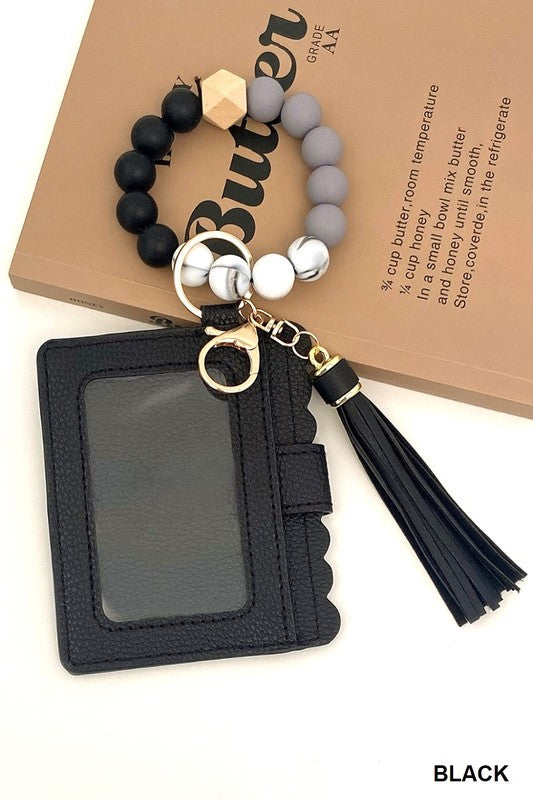 Beaded bracelet keychain cardholder Wallet
