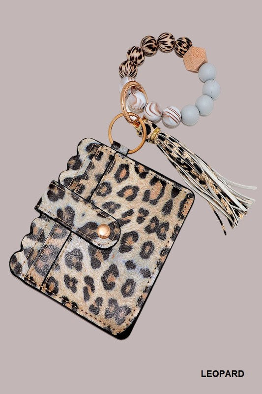 Beaded bracelet keychain cardholder Wallet