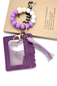 Beaded bracelet keychain cardholder Wallet