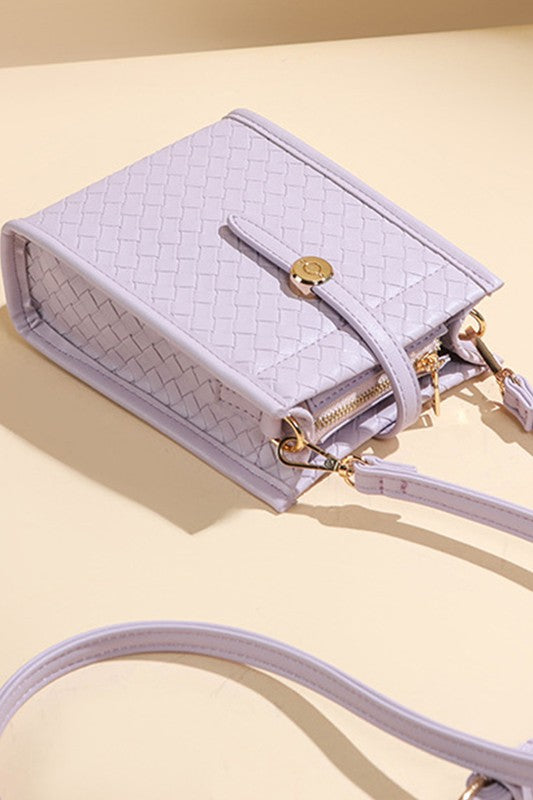 Parker Woven vegan leather crossbody purse with strap