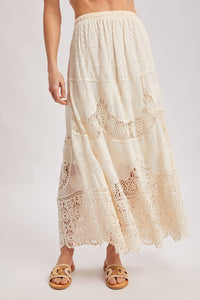 BOHO SHEER LACE MAXI SKIRT WITH LINING