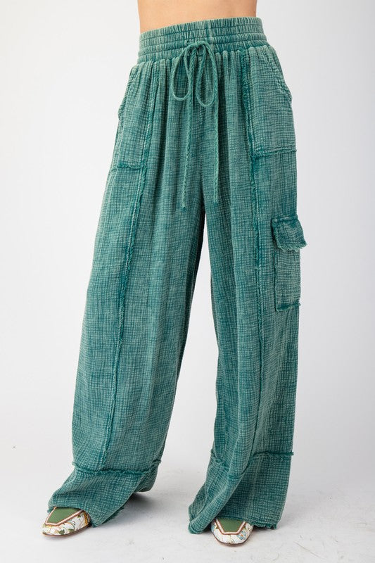 Soft Cotton Gauze Mineral Washed Palazzo Pants by Easel