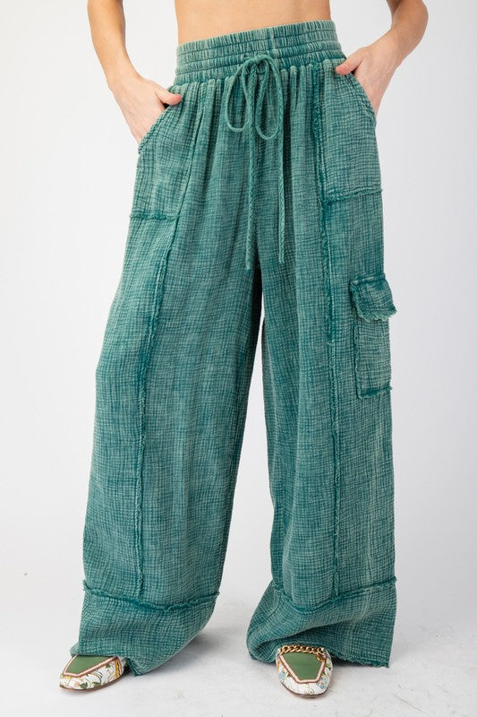 Soft Cotton Gauze Mineral Washed Palazzo Pants by Easel