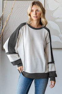 Charcoal color block fleece long sleeve *