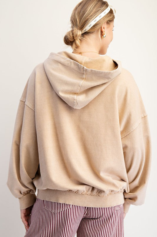 Boho Floral Patch Block long sleeve hoodie by Easel