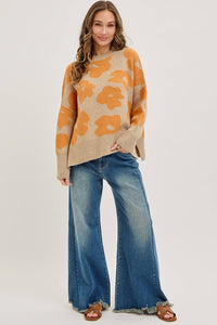 MID-RISE WIDE-LEG FRAYED HEM DENIM JEANS: DENIM BLUE