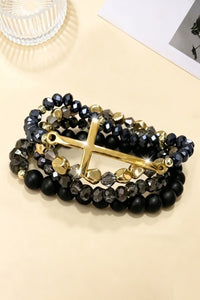 Stackable Multi Line Beaded Cross Stacked Bracelet