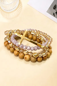 Stackable Multi Line Beaded Cross Stacked Bracelet