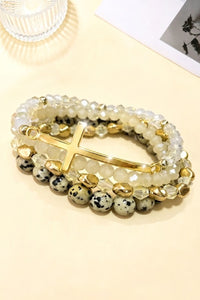 Stackable Multi Line Beaded Cross Stacked Bracelet
