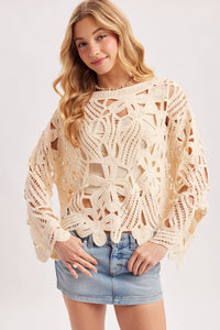 OVERSIZED OPEN-WORK CROCHET BLOUSE