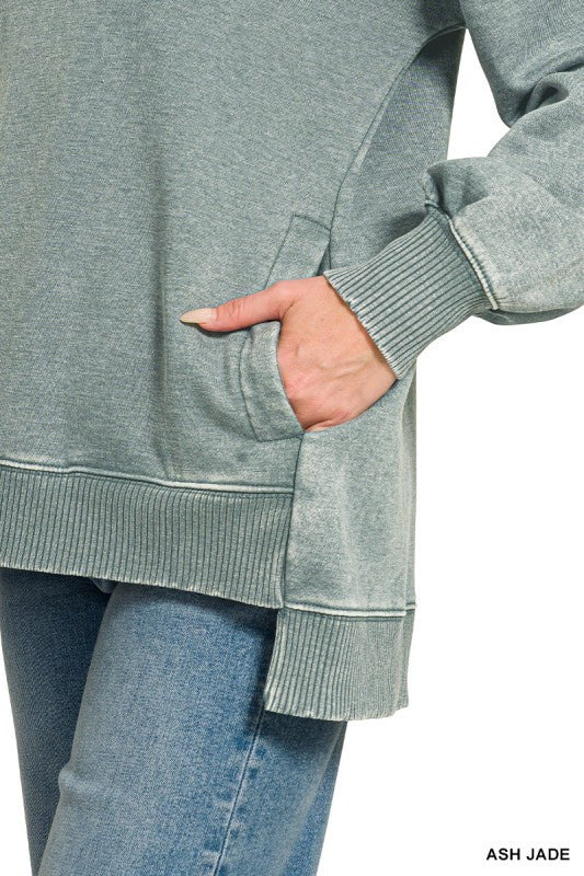 Acid Washed Long Sleeve hi-low: Ash Jade