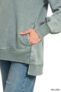 Acid Washed Long Sleeve hi-low: Ash Jade