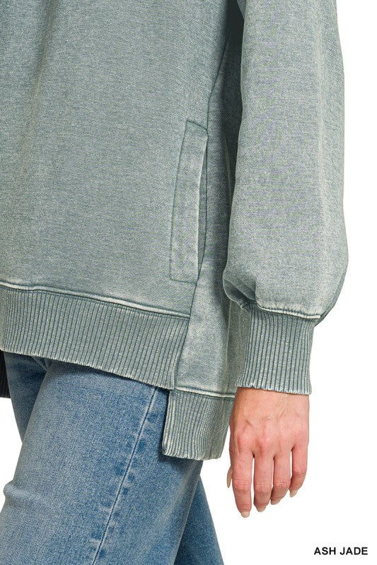 Acid Washed Long Sleeve hi-low: Ash Jade