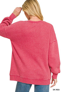 Acid Washed Long Sleeve hi-low: red
