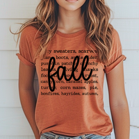 ALL THE THINGS OF FALL T-SHIRT: Heather Autumn Blk