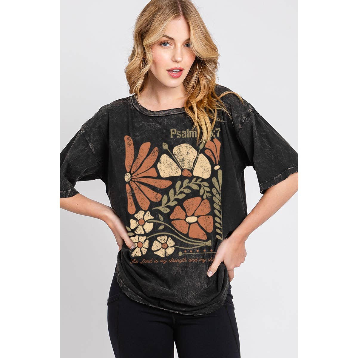 PSALM 28 7 OVERSIZED GRAPHIC TEE: Mineral Black