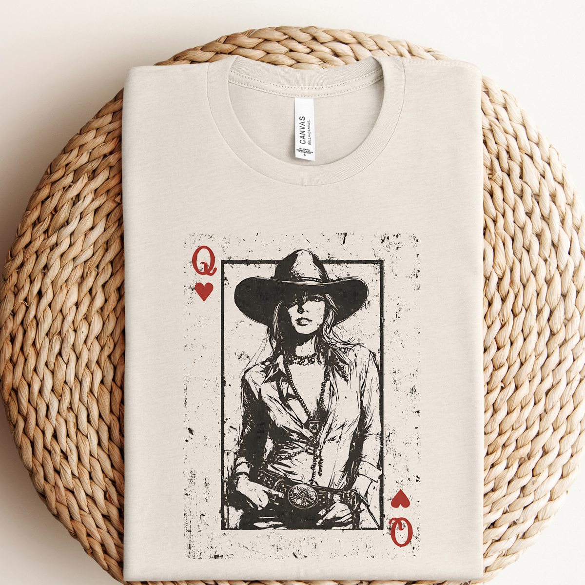 Western Queen Valentines Graphic Tee/Crewneck: Light Beige Graphic