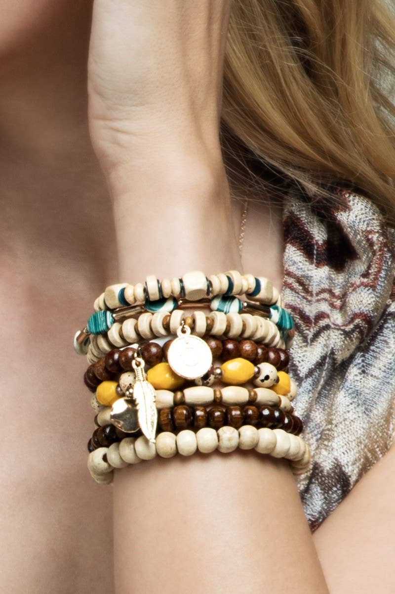 Multi Stranded Mixed Beads Bracelet