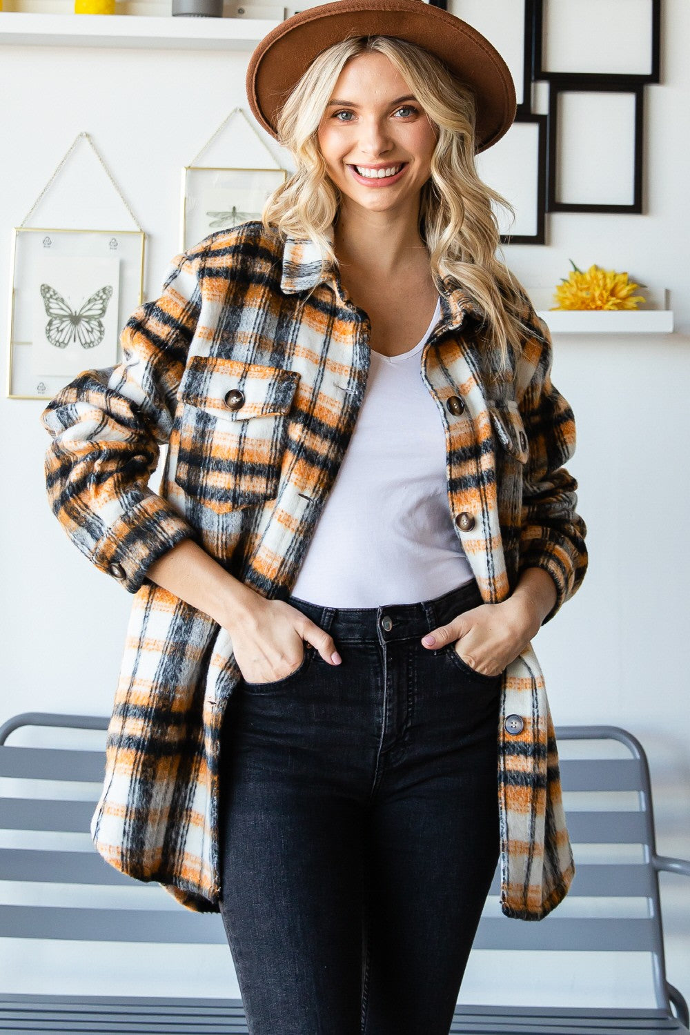 Rust Plaid flannel jacket * on sale