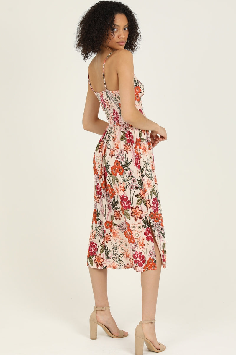 Floral V-neck twisted floral Midi  * on sale