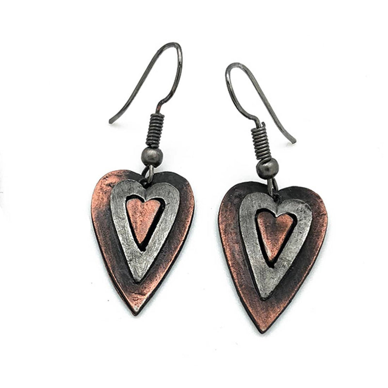 Pewter Earrings - Tall Heart