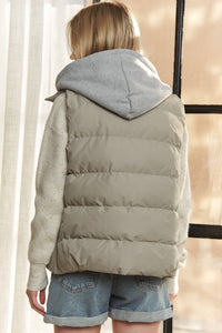 SNAP BUTTON HOODIE JACKET VEST